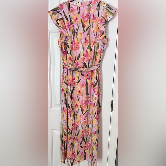 Maison Jules Dress Long Button Down Split Hem Floral Pink Size Small NWOT - Picture 4 of 5